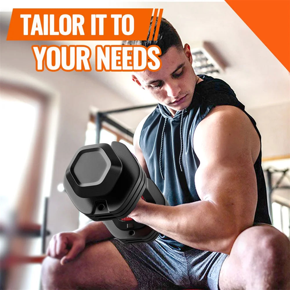 Adjustable Dumbbell Set, 10 in 1 Free Dumbbell for Men and Women, Black Dumbbell for Home Gym, Full Body Workout Fitness, Fast Adjust by Turning Handle (10 Gears/55 LB)