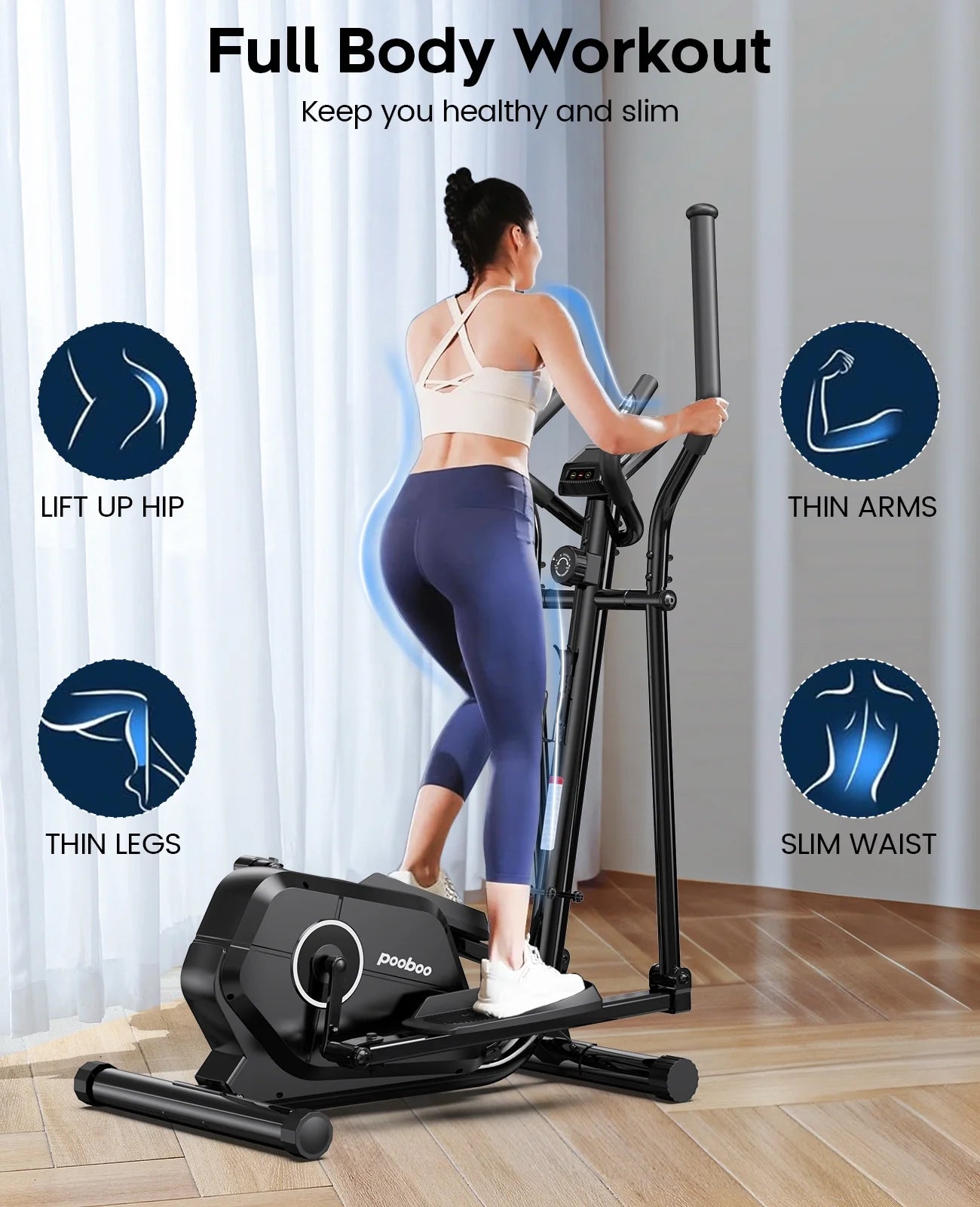 Magnetic Elliptical Exercise Machine, Elliptical Trainer Fitness Equipment for Home Gym Cardio Workout 250Lb