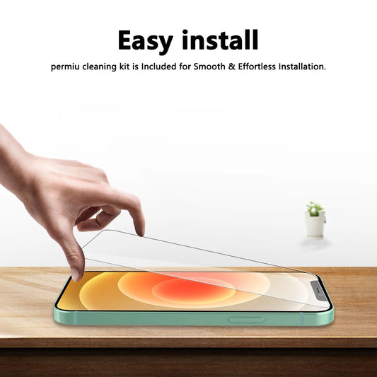 Iphone 12 Screen Protector Tempered Glass + Camera Lens Protector 6.1", for Iphone 12 13 Pro Max Screen Protector, 9H Clear