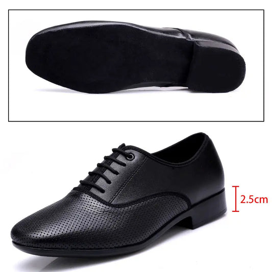 Large Size Men's Salsa Latin Ballroom Dancing Shoes Closed Toes Men Tango Jazz Shoes Cowhide Black Boy Male Dance Sneakers 38-49