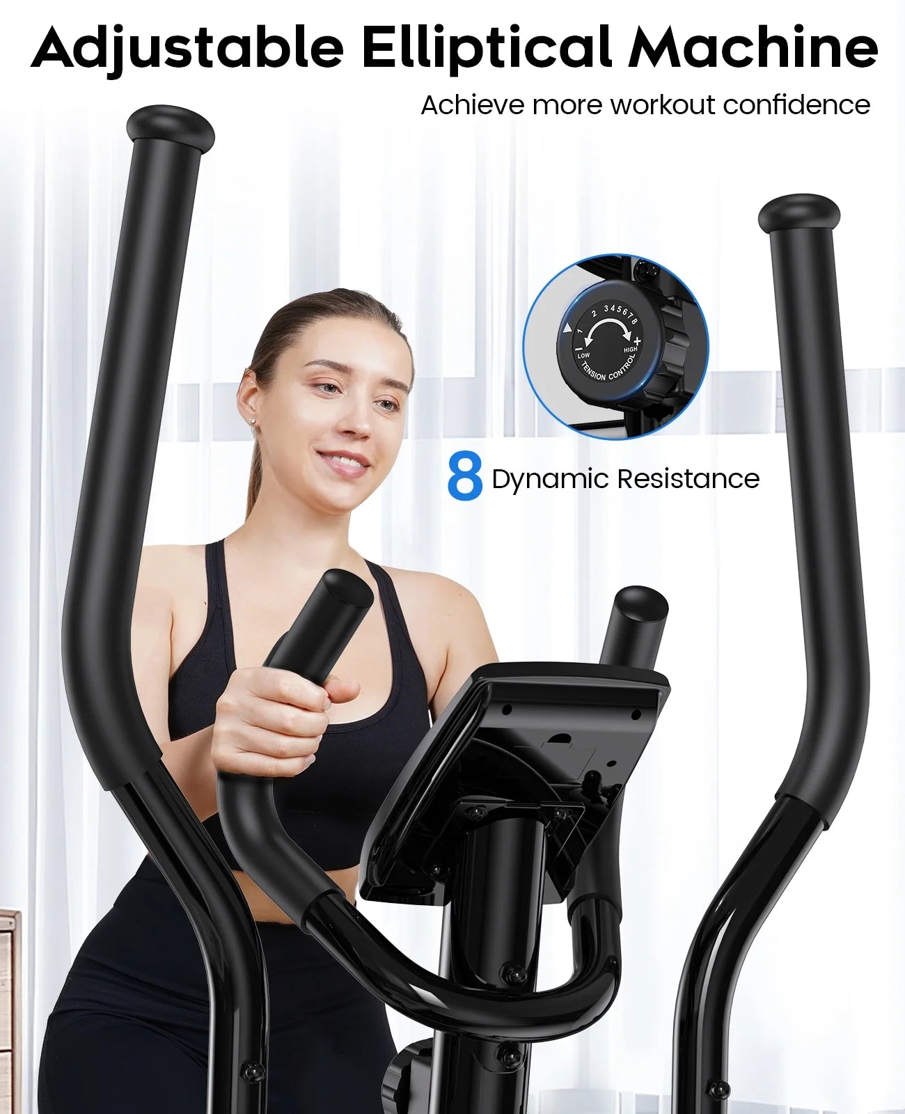 Magnetic Elliptical Exercise Machine, Elliptical Trainer Fitness Equipment for Home Gym Cardio Workout 250Lb