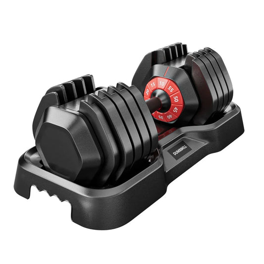 Adjustable Dumbbell Set, 10 in 1 Free Dumbbell for Men and Women, Black Dumbbell for Home Gym, Full Body Workout Fitness, Fast Adjust by Turning Handle (10 Gears/55 LB)