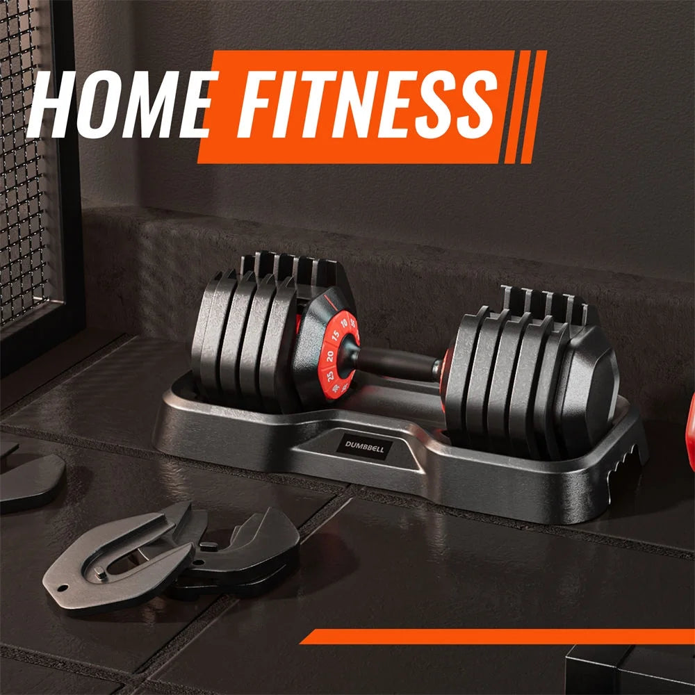 Adjustable Dumbbell Set, 10 in 1 Free Dumbbell for Men and Women, Black Dumbbell for Home Gym, Full Body Workout Fitness, Fast Adjust by Turning Handle (10 Gears/55 LB)